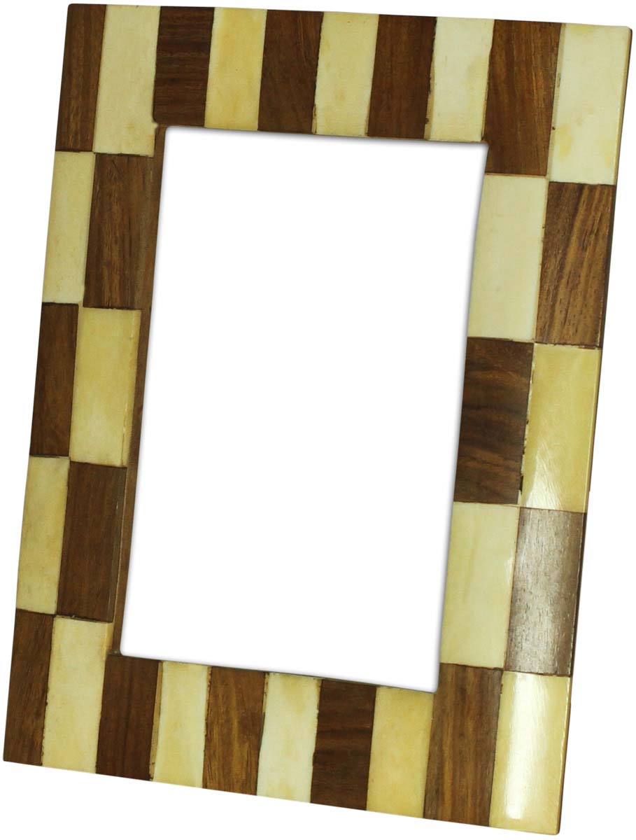 Wholesale Rectangular 5x7” Photo/Picture Frame in MDF Bone & MDF - Bulk Buy Handmade Brown & White Brick Pattern Photo Frame - Home Decor Picture Frame from India