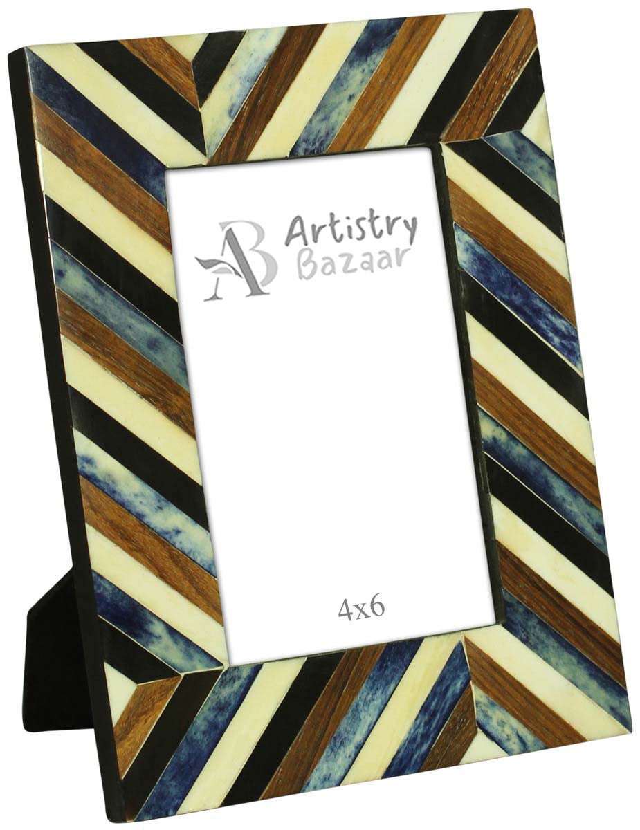 Bulk Buy 4x6 Inches Picture Frame in Multicolored Diagonal Stripe Pattern - Wholesale Handmade Photo Frame in MDF - Home Decor Picture Frames from India