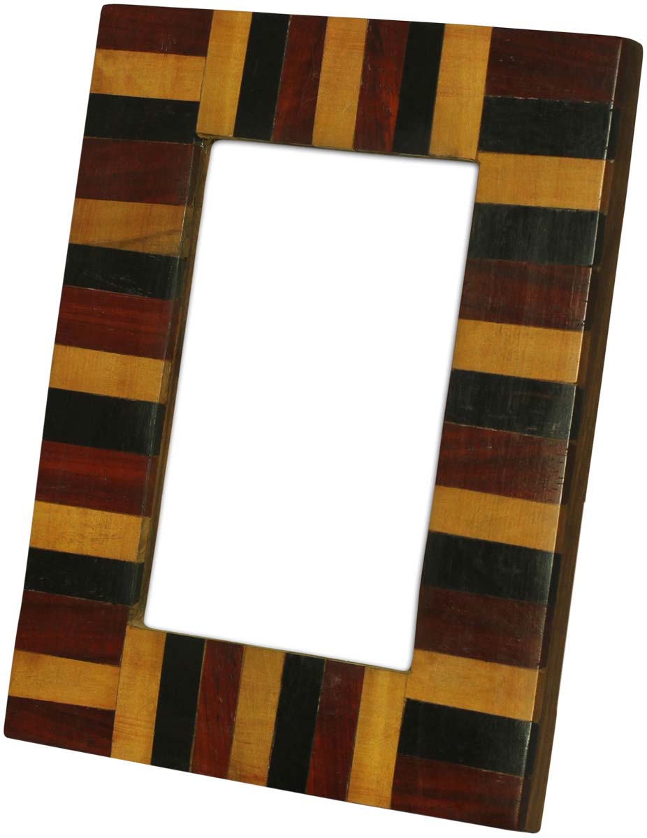 4x6 Inches Black, Beige & Maroon Picture Frame in Bulk - Wholesale Handmade Short Stripes Pattern Photo Frame in MDF & MDF - Home Decor Picture Frame from India