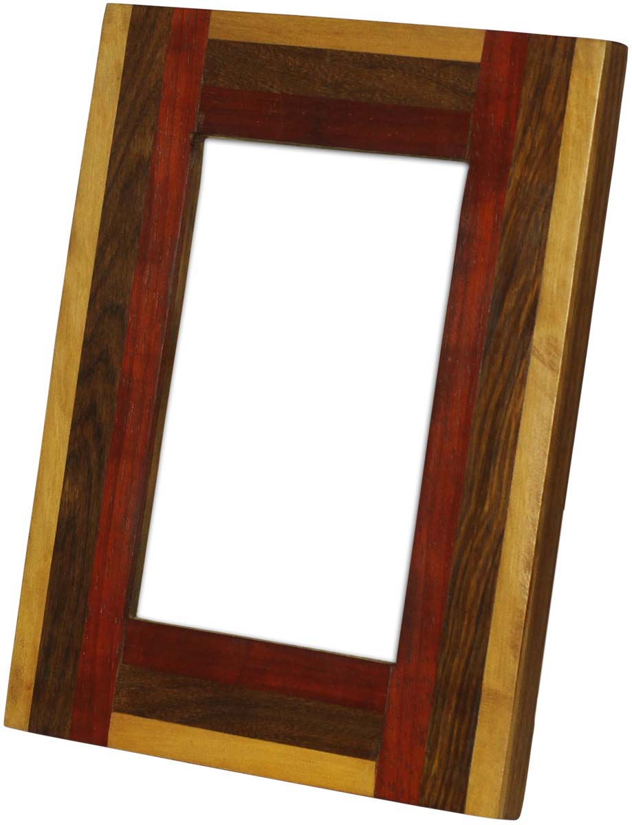 4x6 Inches Brown Beige & Maroon Picture Frame in Bulk - Wholesale Handmade Long Stripes Pattern Photo Frame in MDF & MDF - Home Decor Picture Frame from India