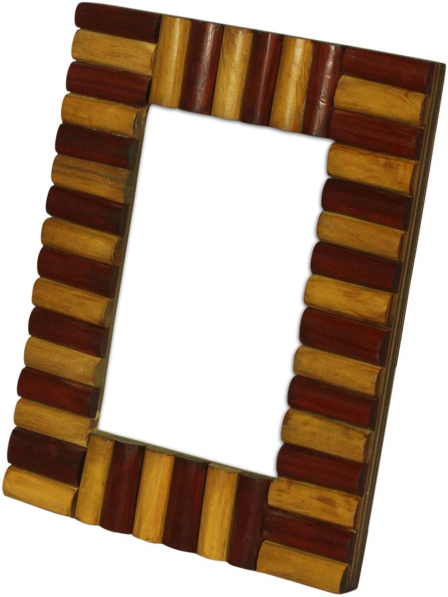 4x6 Inches Beige & Maroon Picture Frame in Bulk - Wholesale Handmade Mini MDF Logs Pattern Photo Frame in MDF & MDF - Home Decor Picture Frame from India
