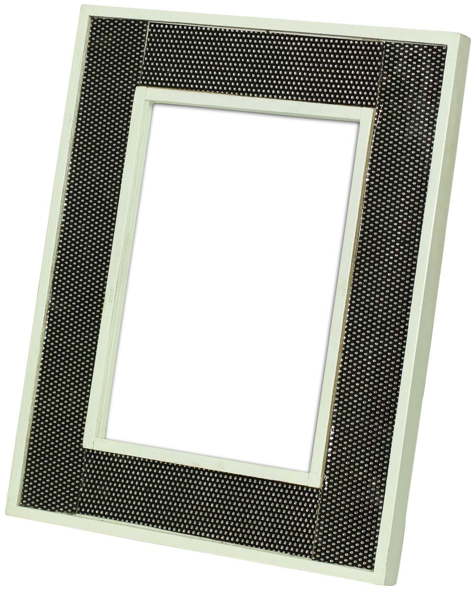 4 x 6” Handmade Dotted Pattern Picture Frame In Bulk - Black & White Photo Frame - Rexine & MDF - Wholesale Home Decor Accessories & Gift Ideas