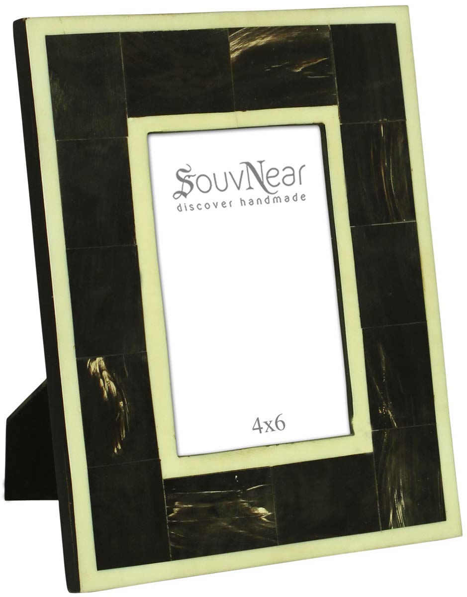 Wholesale 4 x 6” Handmade Black & White Picture Frame In Bulk - Bone & MDF - Wholesale Home Decor Accessories & Gift Ideas