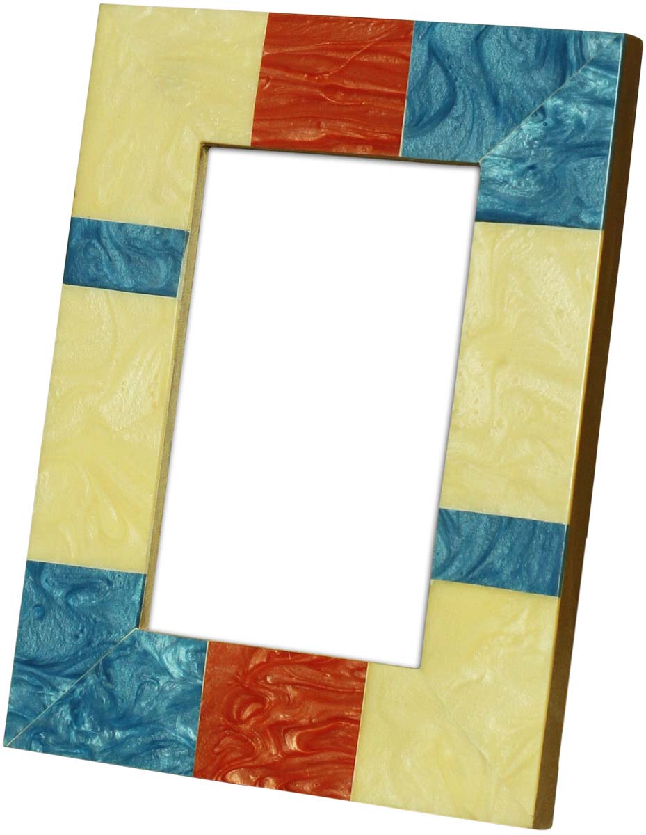 4x6 Inches Multicolored Picture Frame in Bulk - Wholesale Handmade Photo Frame with Geometric Pattern in MDF & Resin - Home Decor Picture Frames from India