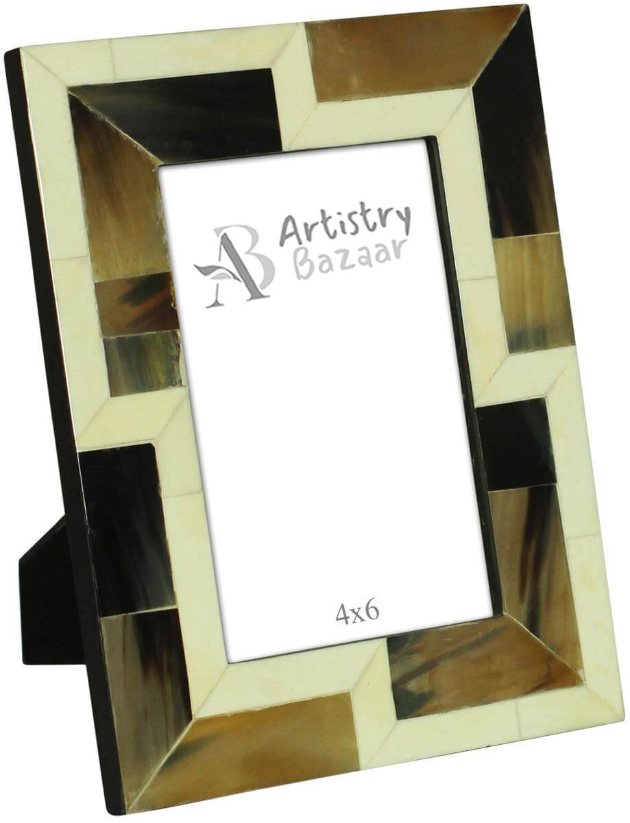 Rectangular 4 x 6” Photo/Picture Frame in Bulk - Resin & MDF Photo Frame in Neutral Shades - Wholesale Handmade Home Decor Accessories & Gift Ideas from India