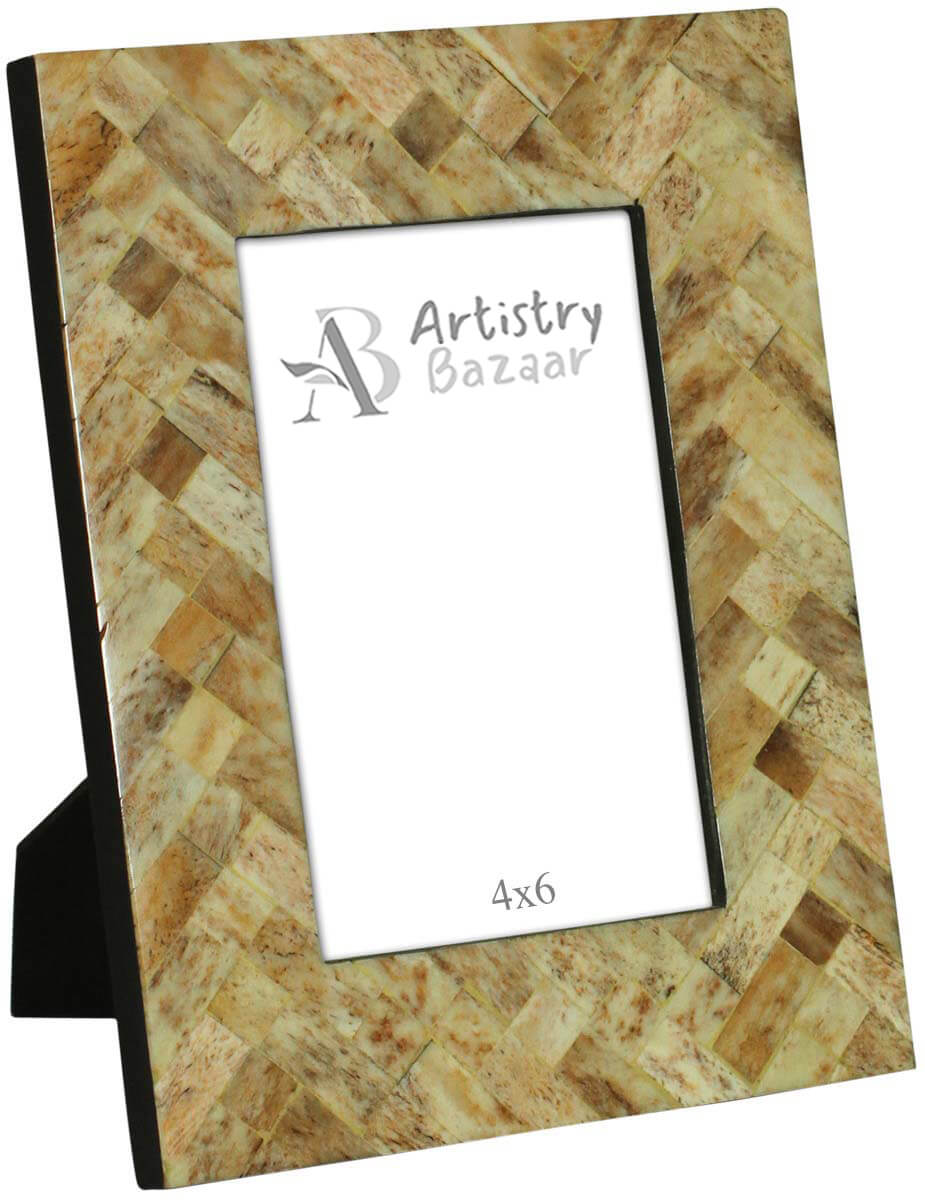 Bulk Buy 4 x 6” Photo/Picture Frame in Shades of Brown - Resin & MDF Photo Frame - Wholesale Handmade Home Decor Accessories & Gift Ideas from India