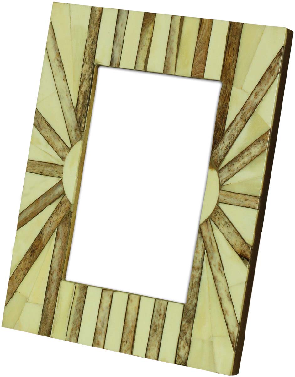 Off-White & Beige Rectangular 4 x 6” Photo/Picture Frame in Bulk - Bone & MDF Photo Frame - Wholesale Handmade Home Decor Accessories & Gift Ideas from India