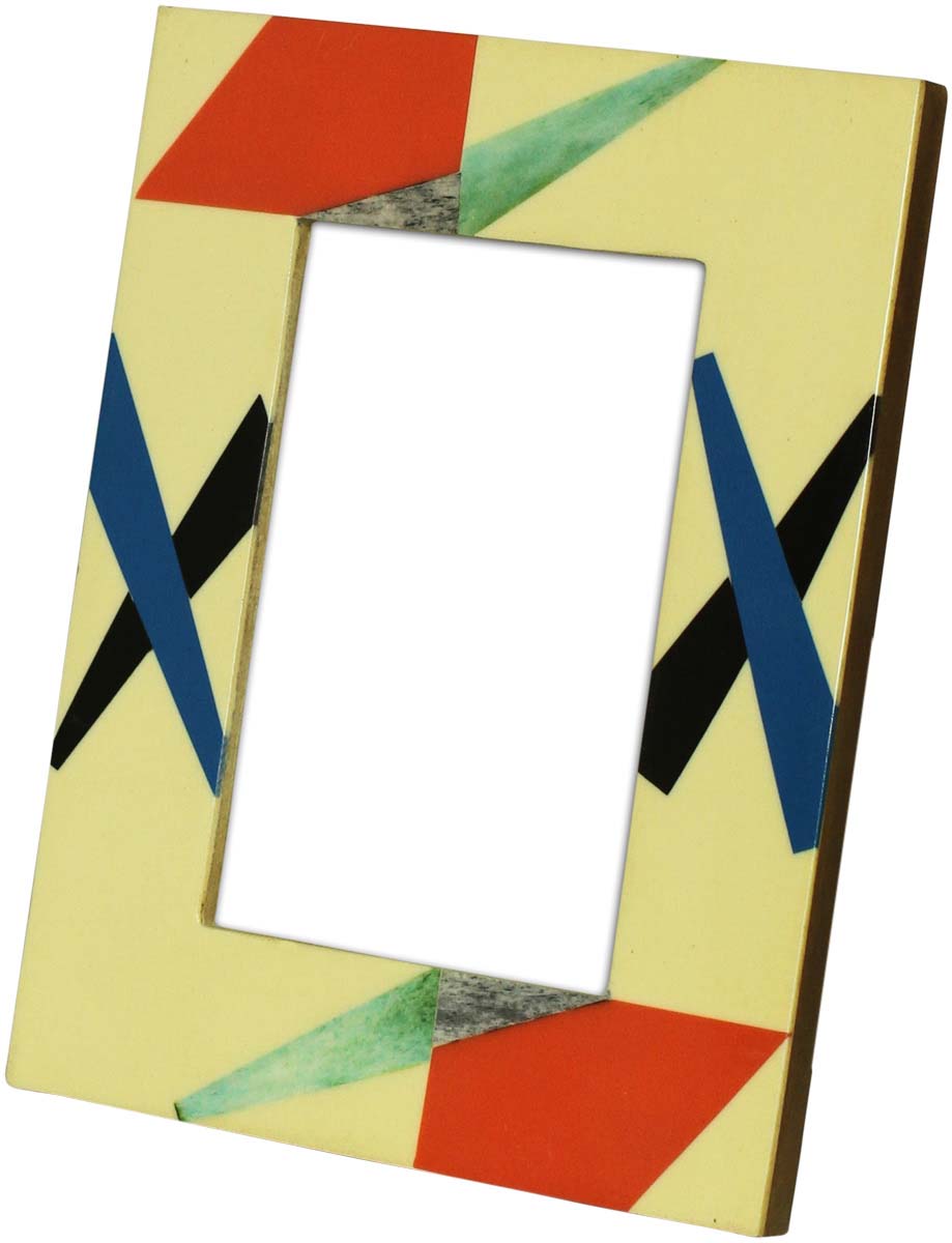 4x6 Inches Multicolored Picture Frame in Bulk - Wholesale Handmade Photo Frame with Abstract Geometric Pattern in MDF, Bone & Resin - Home Decor Picture Frames from India