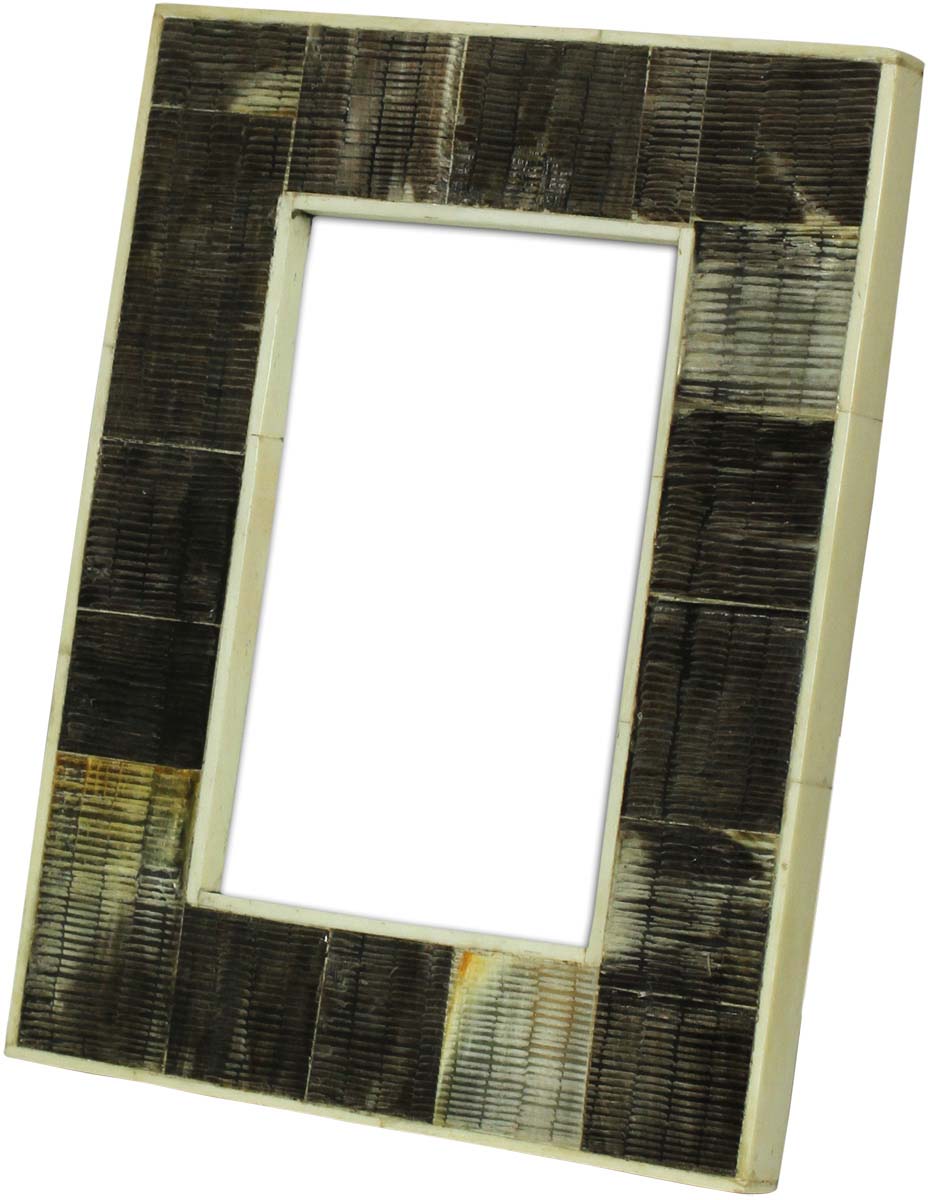 4 x 6” Handmade Picture Frame In Bulk - Resin & MDF Photo Frame - White & Shades of Gray - Wholesale Home Decor Accessories & Gift Ideas from India