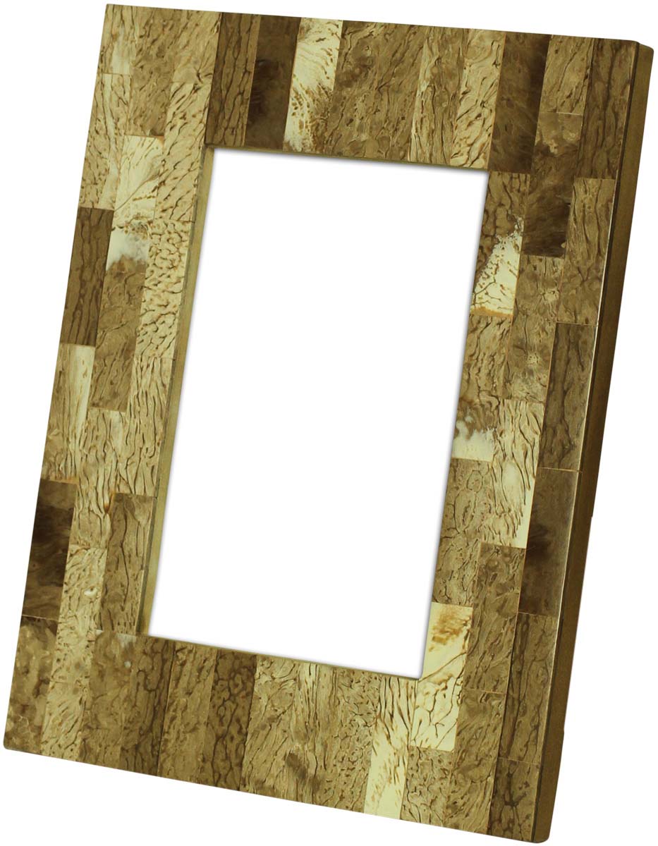 Wholesale Rectangular 4x6 Photo/Picture Frame in MDF & Resin - Bulk Buy Handmade Photo Frame in Shades of Beige - Home Decor Picture Frame from India