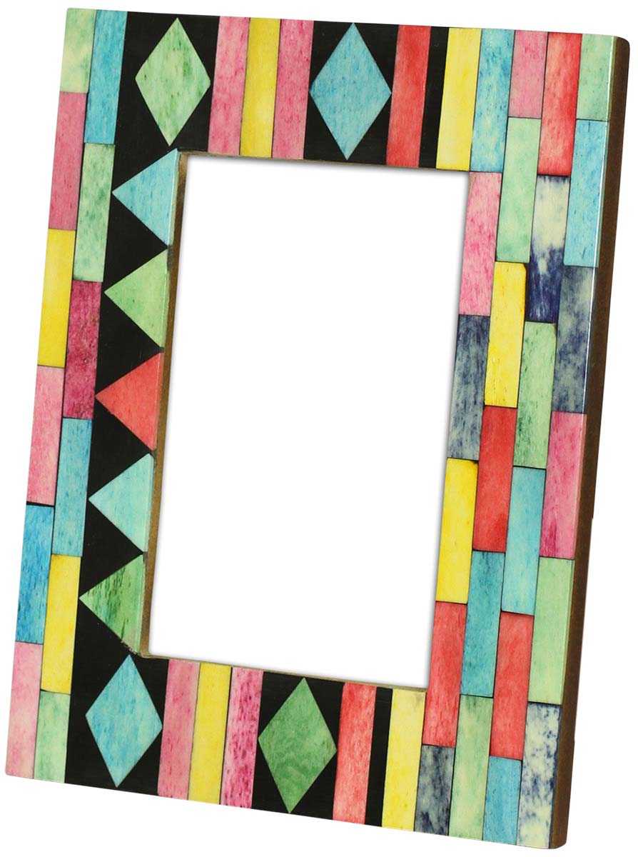Wholesale Rectangular Multicolored 4x6” MDF Photo/Picture Frame with Geometric Patterns - Home Decor Picture Frame from India