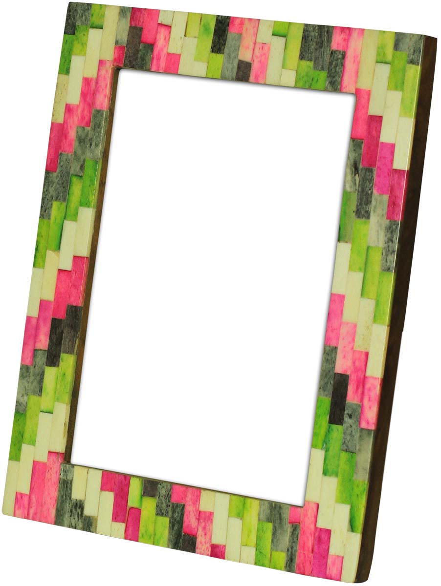 Bulk Buy 5x7 Inches Picture Frame in Multicolored Staircase Pattern - Wholesale Handmade Photo Frame in MDF & Bone - Home Decor Picture Frames from India
