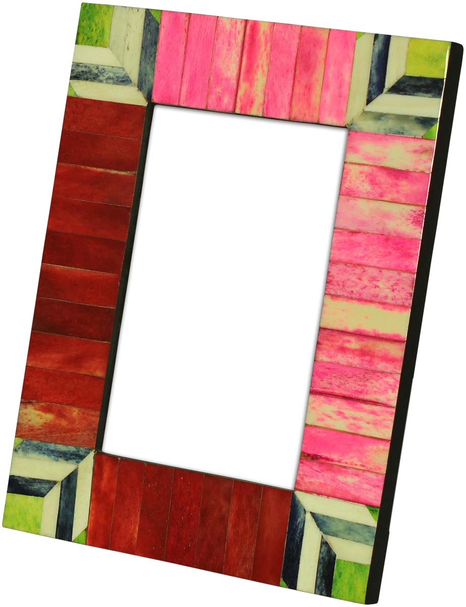 Source 4x6 Inches Multicolored Picture Frame in Bulk - Wholesale Handmade Photo Frame with Geometric Pattern in MDF & Bone - Home Decor Picture Frames from India