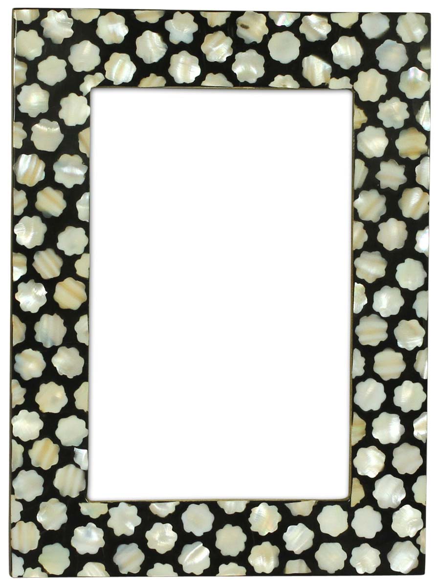 Wholesale Rectangular Black & White 4x6 Photo/Picture Frame in MDF & Mother of Pearl - Bulk Buy Home Decor Photo/Picture Frame from India