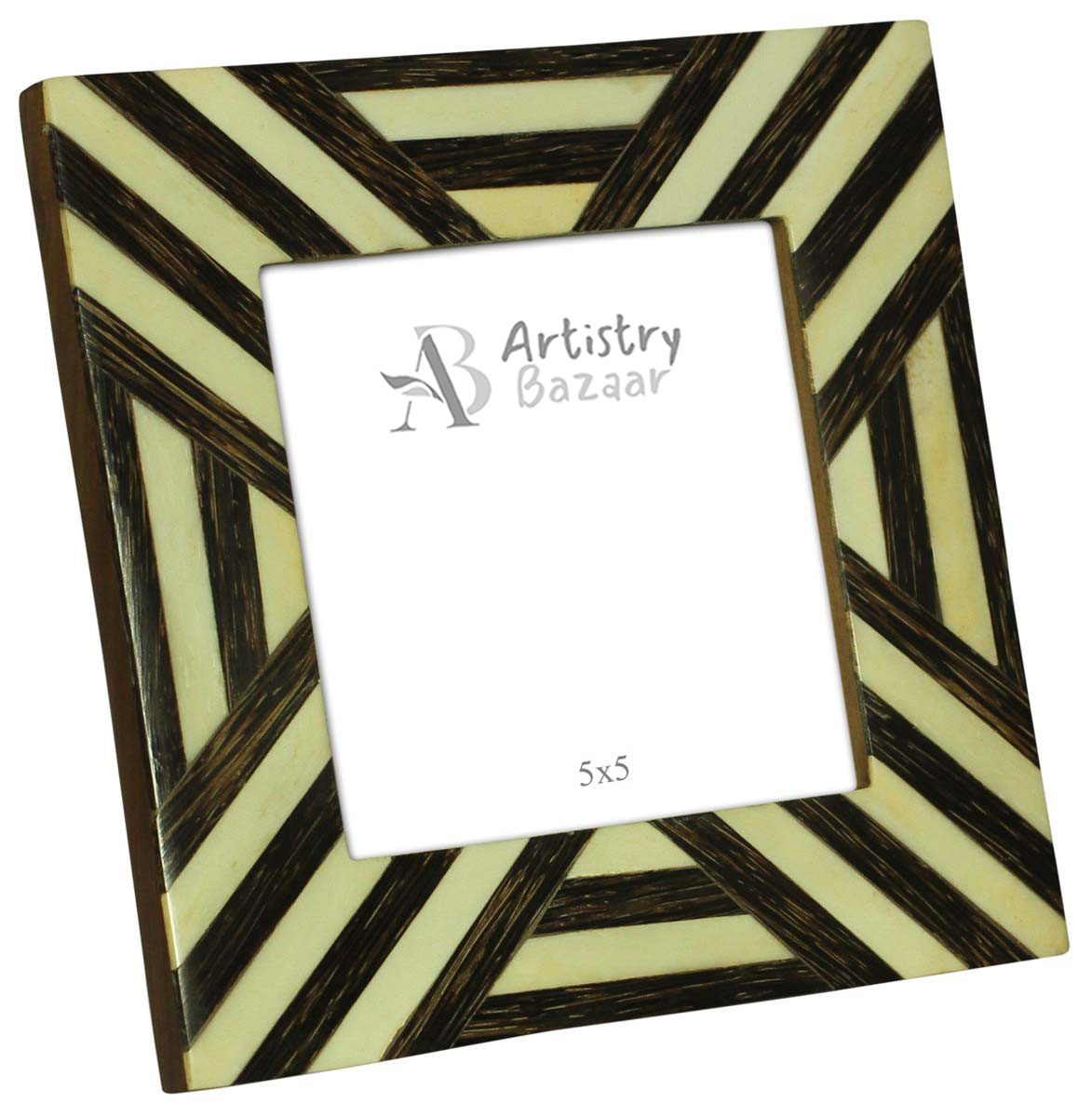 Bulk Buy Black & White 5x5 Inches Picture Frame - Wholesale Handmade Photo Frame in MDF & Bone - Home Decor Picture Frames from India