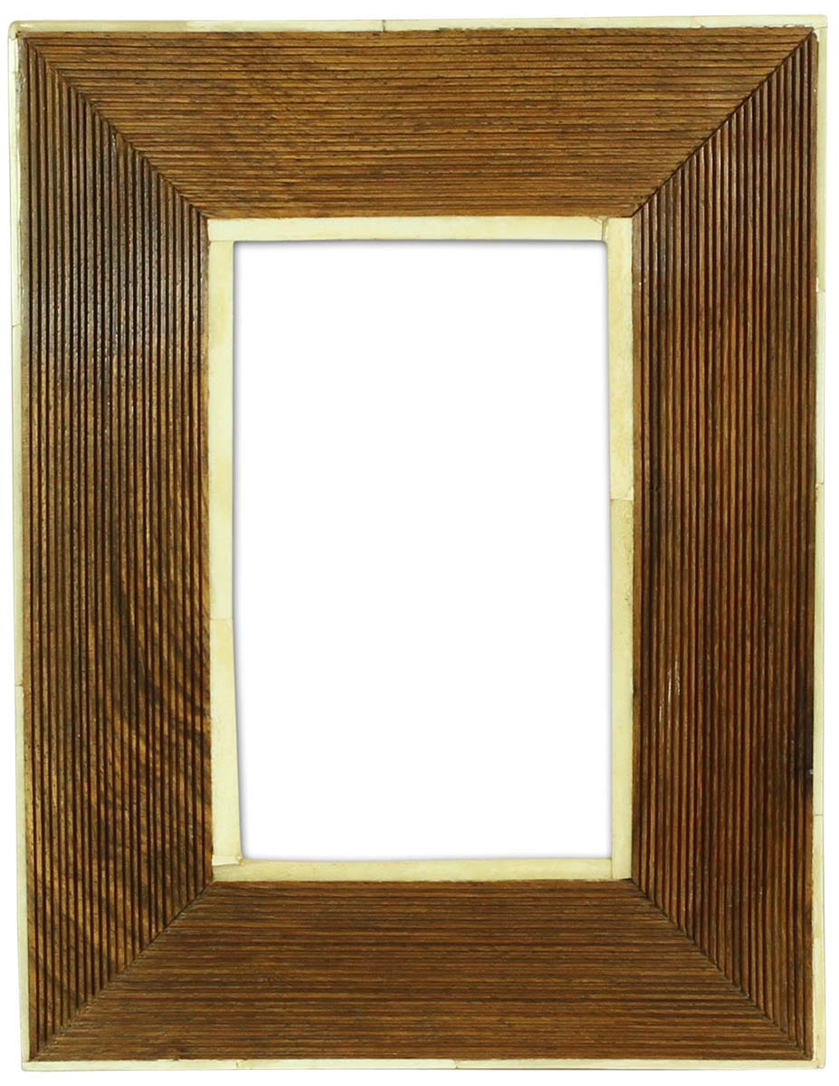 Bulk Buy 4x6 Inches Picture Frame in Brown Pinstripe Pattern - Wholesale Handmade Photo Frame in MDF & Bone - Home Decor Picture Frames from India