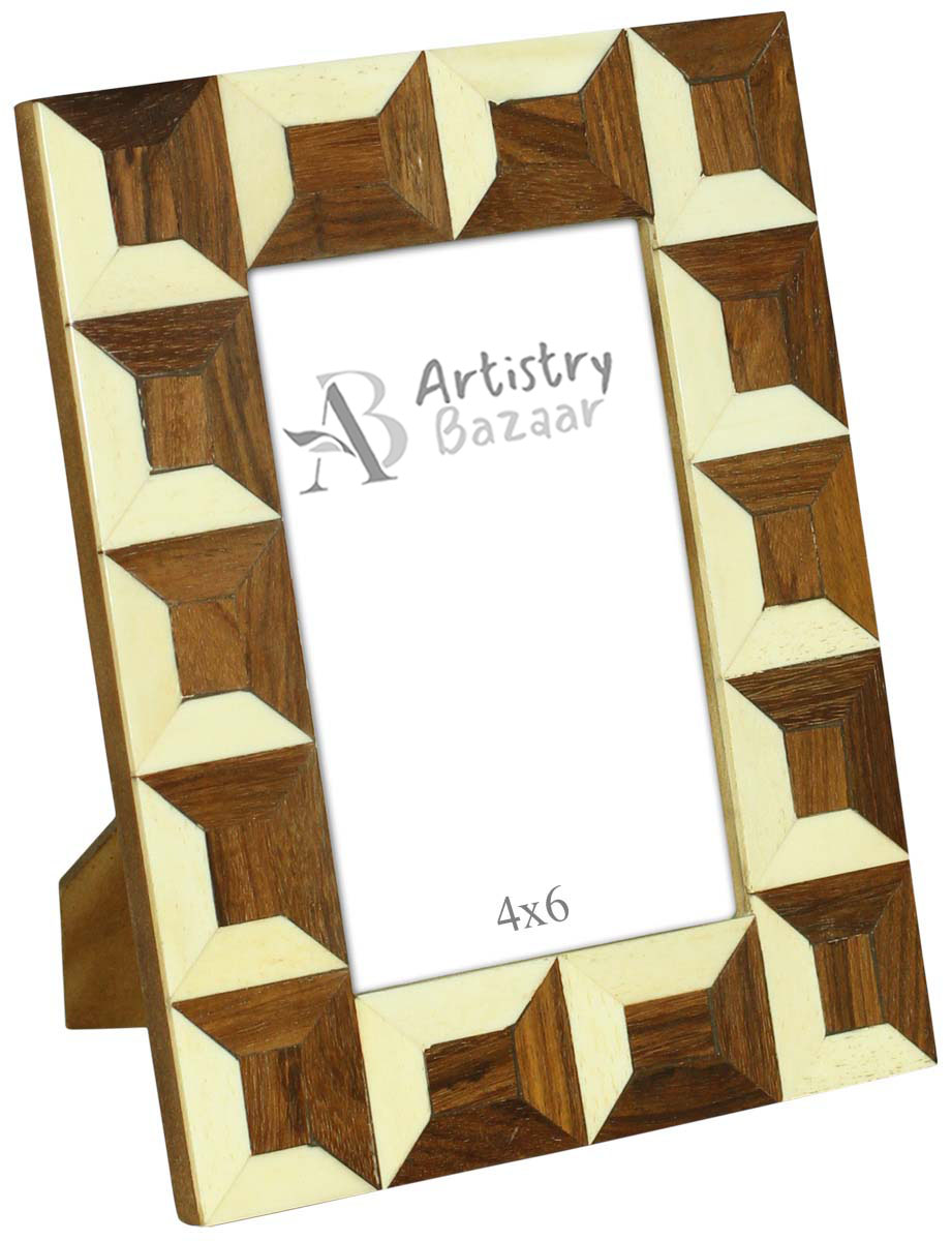 Bulk Buy 4x6 Inches Picture Frame in & Off-White - Wholesale Handmade Photo Frame in MDF, MDF & Bone - Home Decor Picture Frames from India