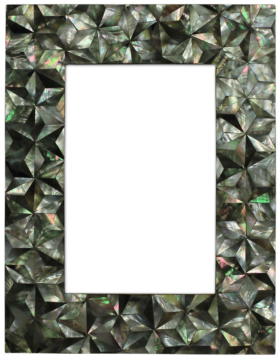 Wholesale Rectangular 4x6 Photo/Picture Frame in MDF & Mother of Pearl in Bulk - Source Unique Pattern Photo Frame in Shades of Black - Home Decor Picture Frame from India