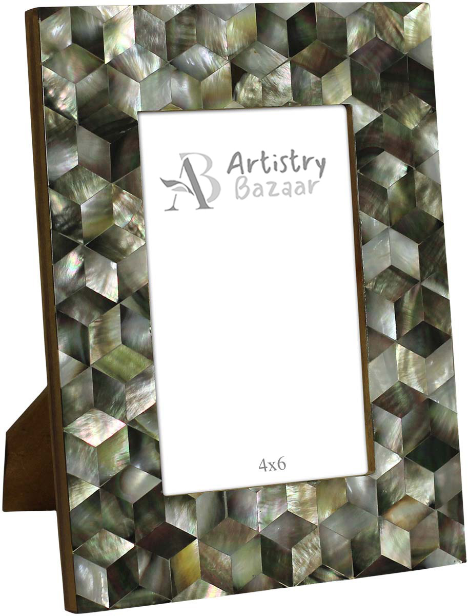 Wholesale Rectangular 4x6 Photo/Picture Frame in MDF & Mother of Pearl - Bulk Buy Cuboid Pattern Photo Frame - Home Decor Picture Frame from India
