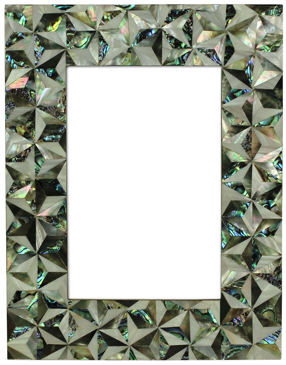 Wholesale Rectangular 4x6 Photo/Picture Frame in MDF Resin & Mother of Pearl - Bulk Buy Photo Frame with Abstract Pattern in Shades of Gray - Home Decor Picture Frame from India