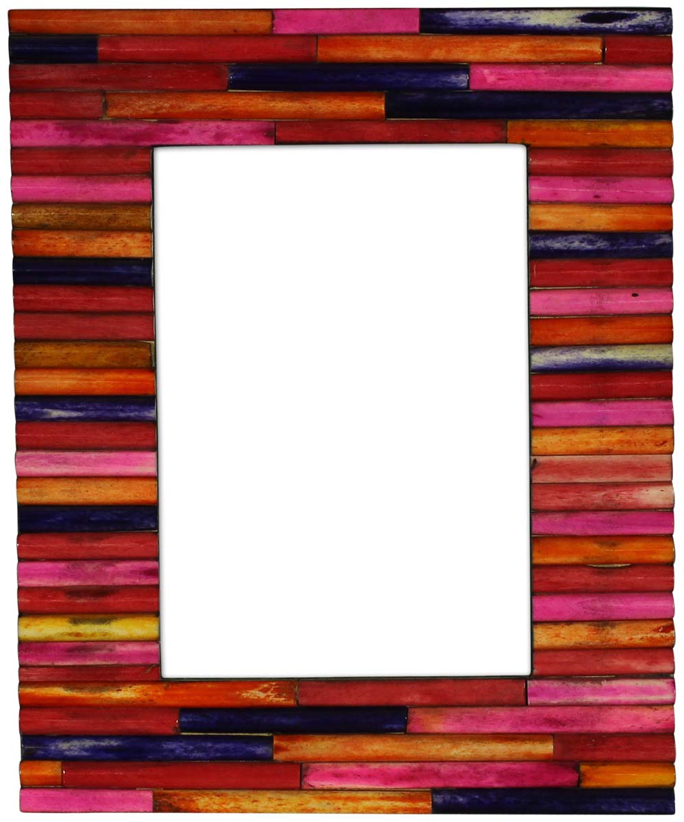 Bulk Buy 4x6 Inches Multicolored Picture Frame in Colorful Log Wall Pattern - Wholesale Handmade Photo Frame in MDF & Bone - Home Decor Picture Frames from India