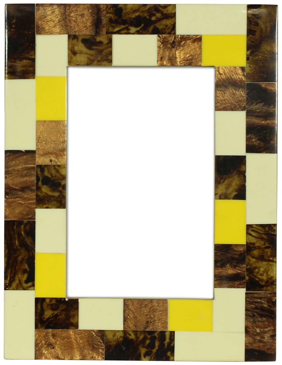 Rectangular 4 x 6” Photo/Picture Frame in Bulk - Resin & MDF Colorful Brick Pattern Photo Frame - Wholesale Handmade Home Decor Accessories & Gift Ideas from India