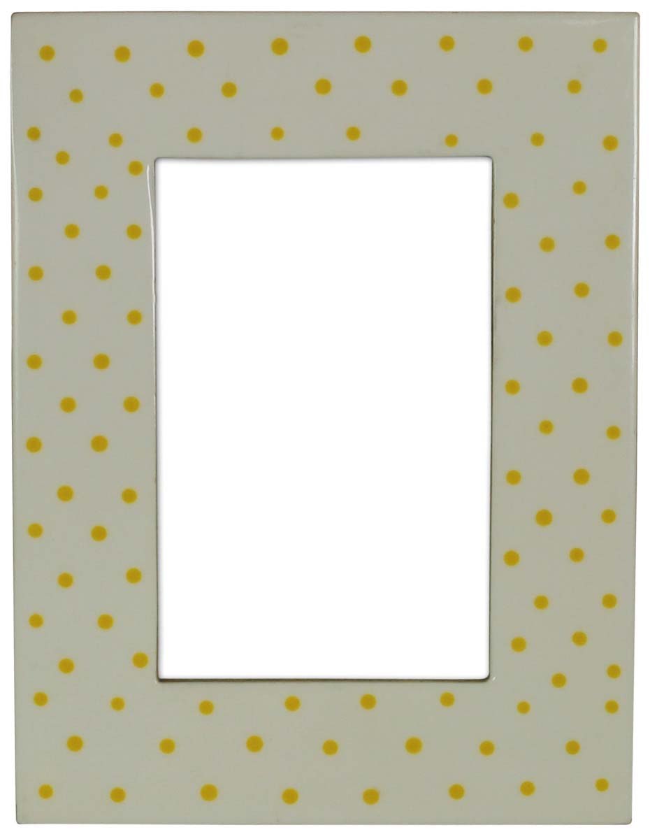 Wholesale Rectangular 4x6 Photo/Picture Frame in MDF & Resin with Yellow Dots on White - Bulk Buy Handmade Photo Frame - Home Decor Picture Frame from India