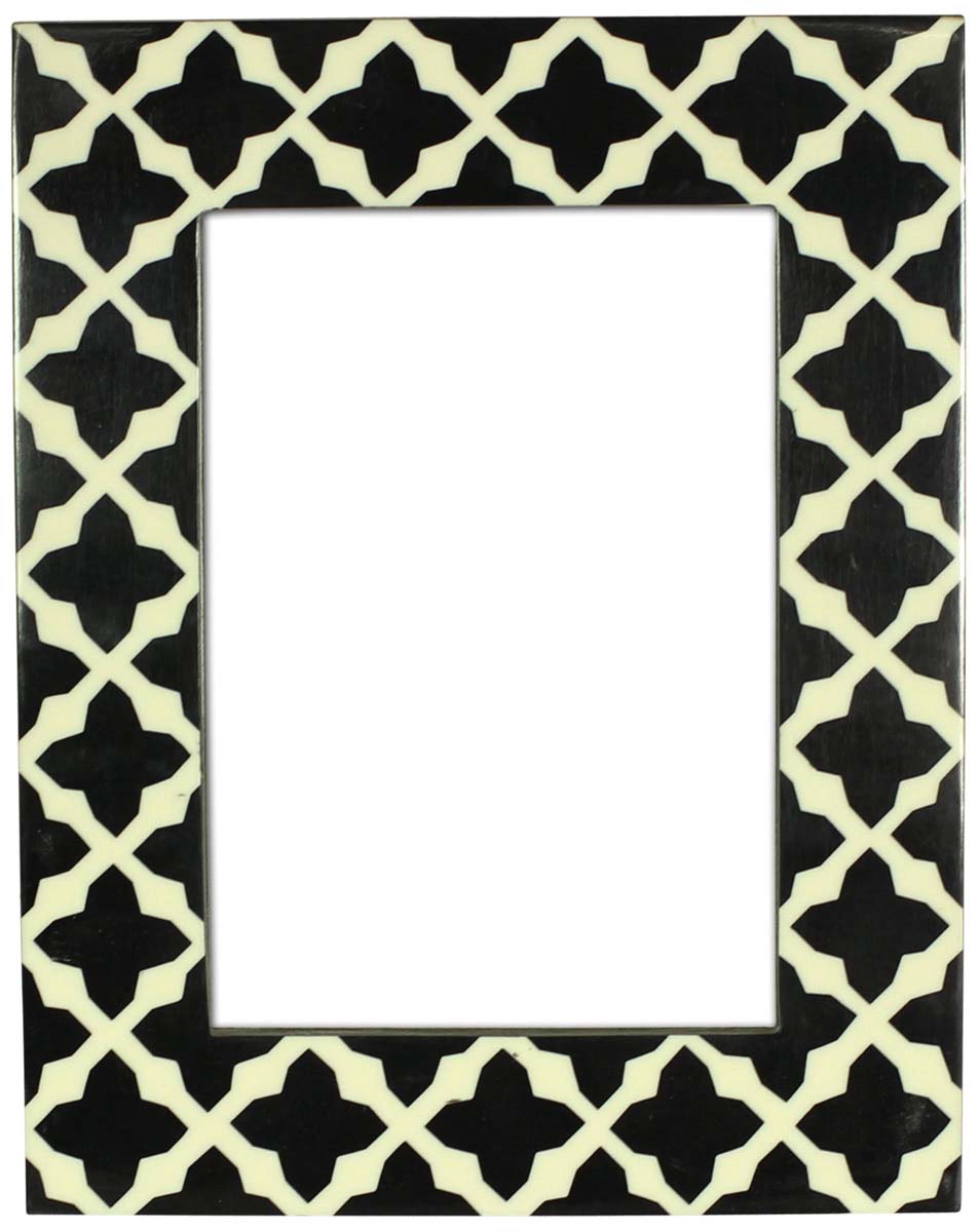 Wholesale Rectangular 5x7 Photo/Picture Frame in MDF & Resin - Bulk Buy Handmade Black & White Symmetric Pattern Photo Frame - Home Decor Picture Frame from India