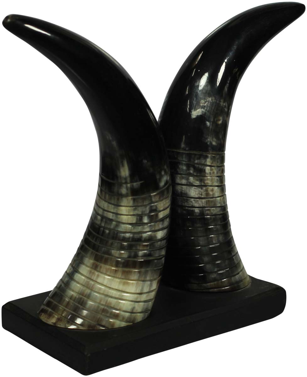 Animal Horn Pair Decorative Showpiece- Tribal Style Home Decor - Buy in Bulk Wholesale