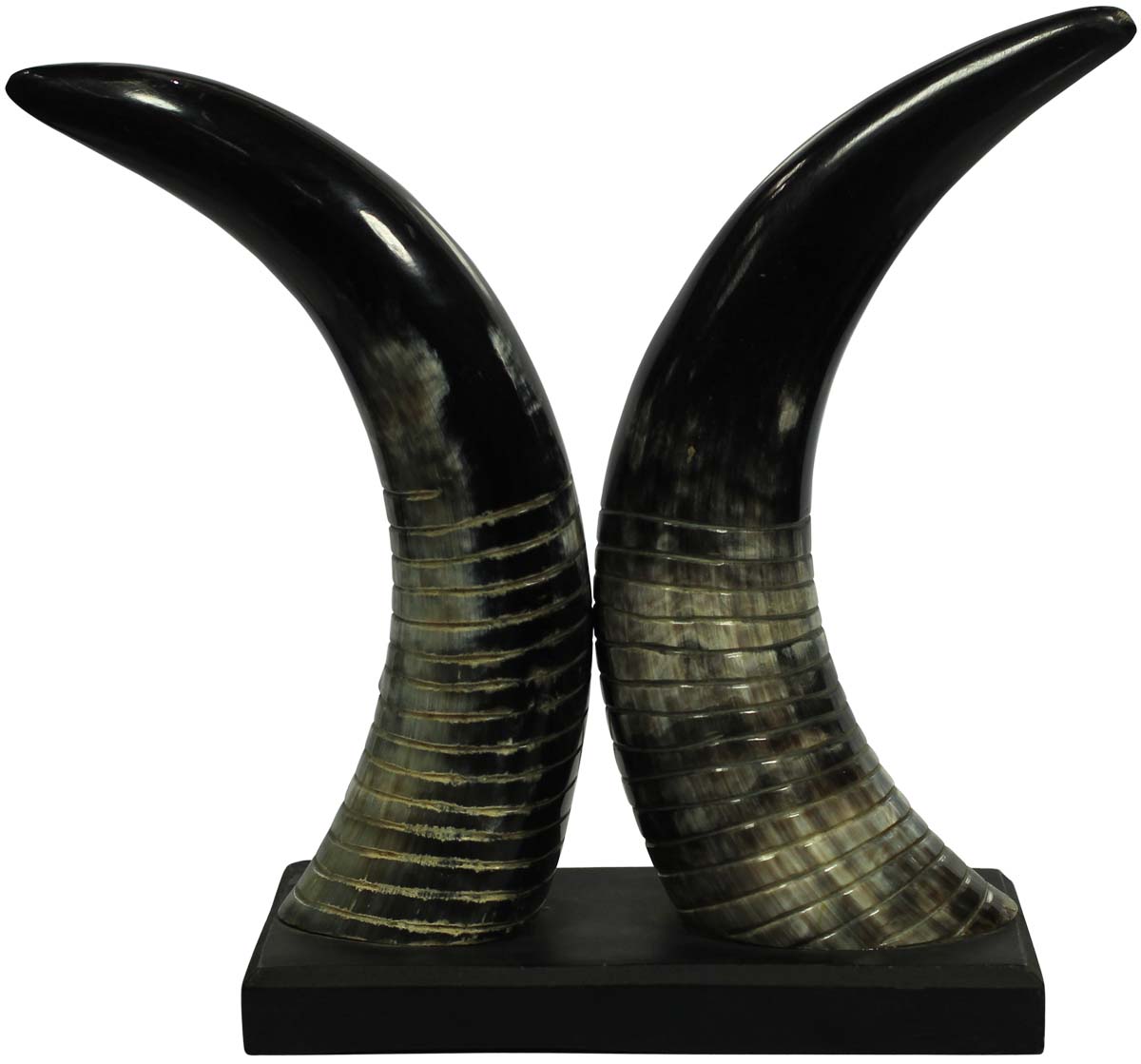 Animal Horn Pair Decorative Showpiece- Tribal Style Home Decor - Buy in Bulk Wholesale