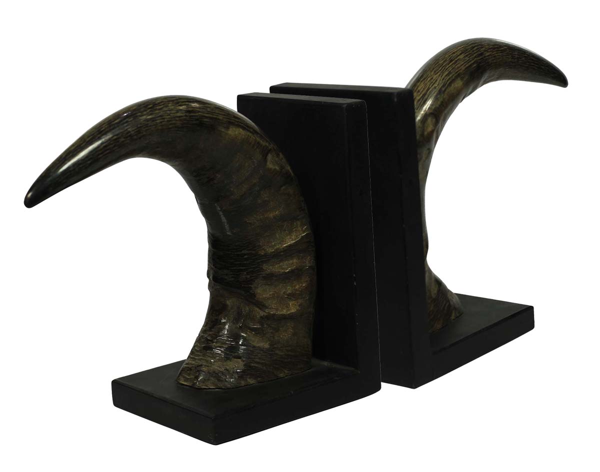 Black & Brown Bookends in Animal Horn - Bookshelf Accessories - Buy in Bulk Wholesale