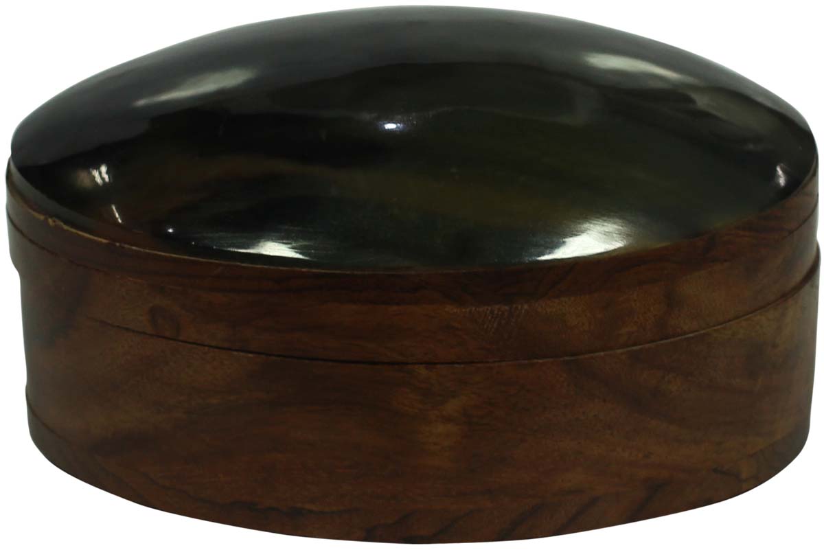 Oval Shaped Jewelry Box in Wood & Horn - Unique Storage / Trinket Boxes - Buy in Bulk Wholesale