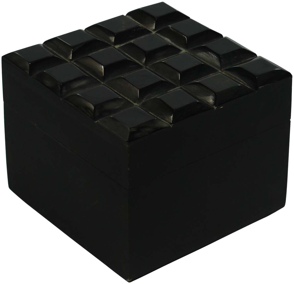Black Jewelry Box in MDF & Horn - Unique Storage Boxes - Genuine Animal Horn Products - Buy in Bulk Wholesale