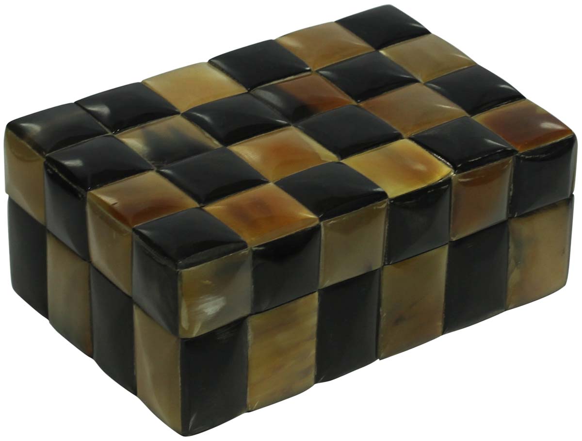 Rectangular Jewelry Box in MDF & Horn - Unique Storage Boxes - Genuine Animal Horn Products - Buy in Bulk Wholesale