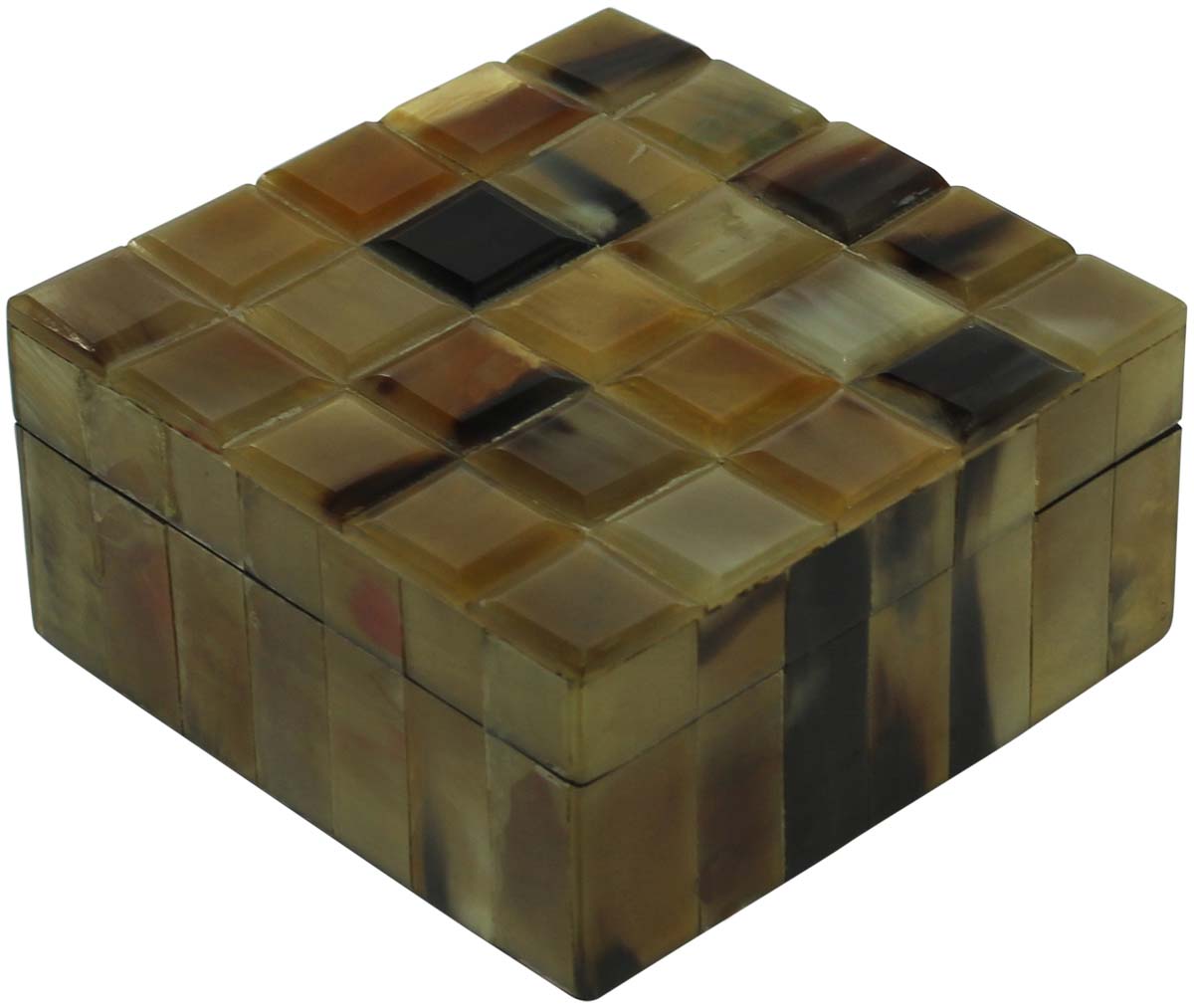 Bulk Buy Square Shaped5.2” MDF Jewelry Box - Wholesale Jewelry Box/Trinket Box in MDF &Horn from India