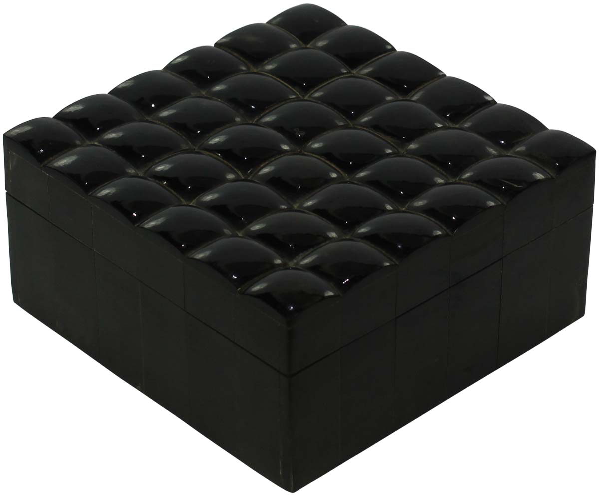 Source Black Square Shaped6x6” Jewelry Box in Bulk - Wholesale Handmade Unique Pattern Jewelry Box/Trinket Box in MDF &Horn from India