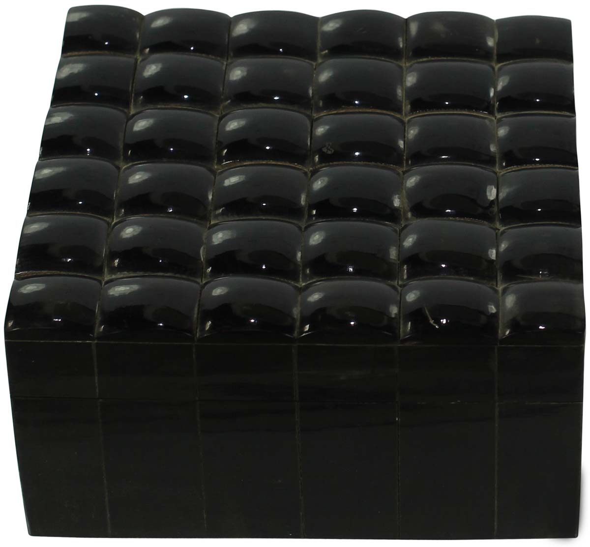 Source Black Square Shaped6x6” Jewelry Box in Bulk - Wholesale Handmade Unique Pattern Jewelry Box/Trinket Box in MDF &Horn from India
