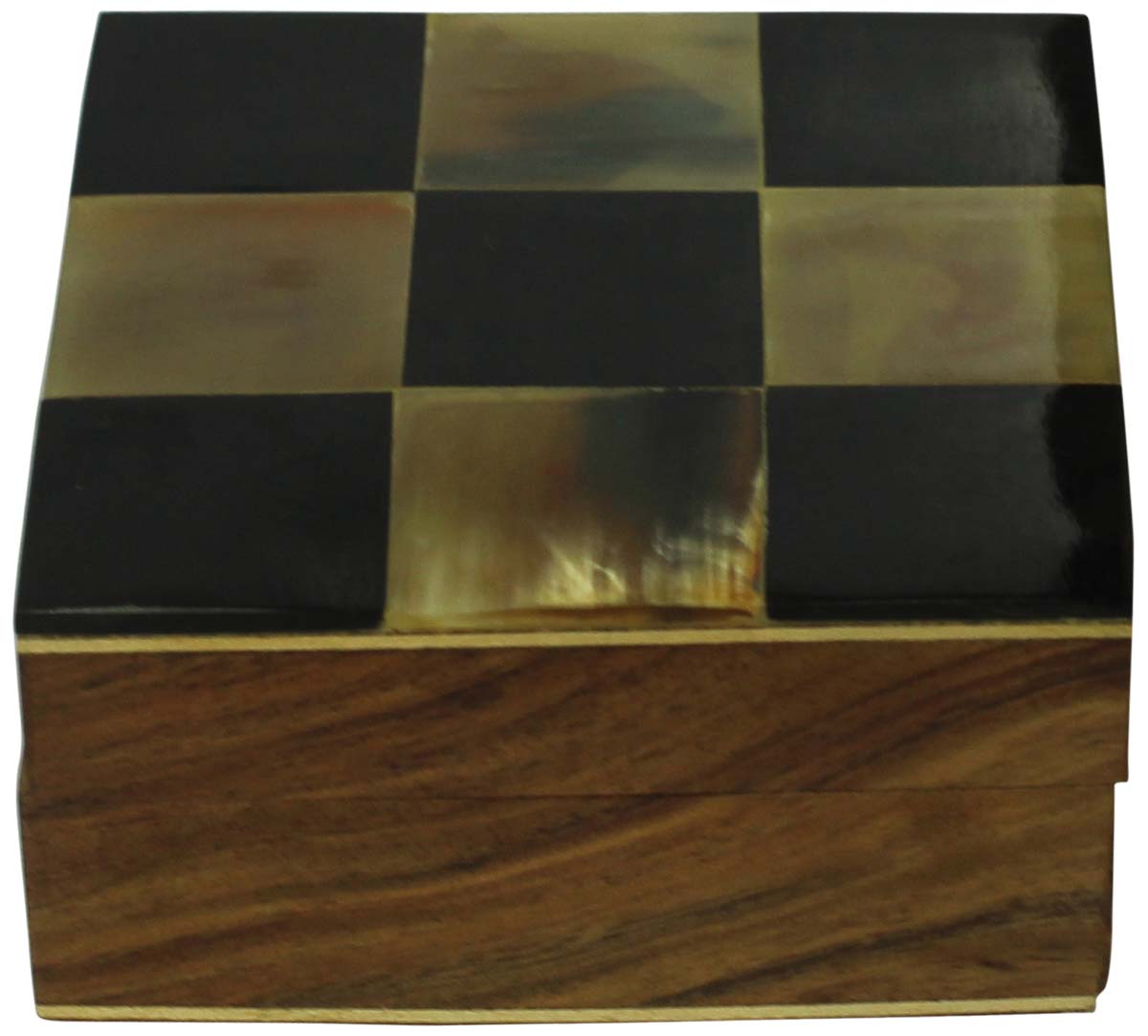 Wholesale 4x4” Square Shaped Jewelry Box in Bulk - Source Handmade Check Pattern Jewelry Box/Trinket Box in MDF &Animal Horn from India