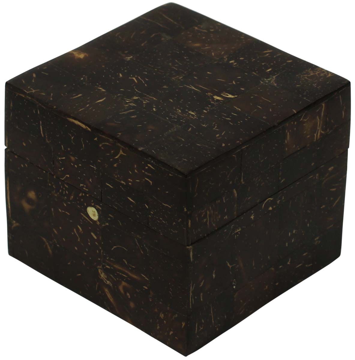 Source 3.8” Jewelry Box in Bulk - Wholesale Handmade Brown Jewelry Box/Trinket Box in Coconut Shell & MDF from India