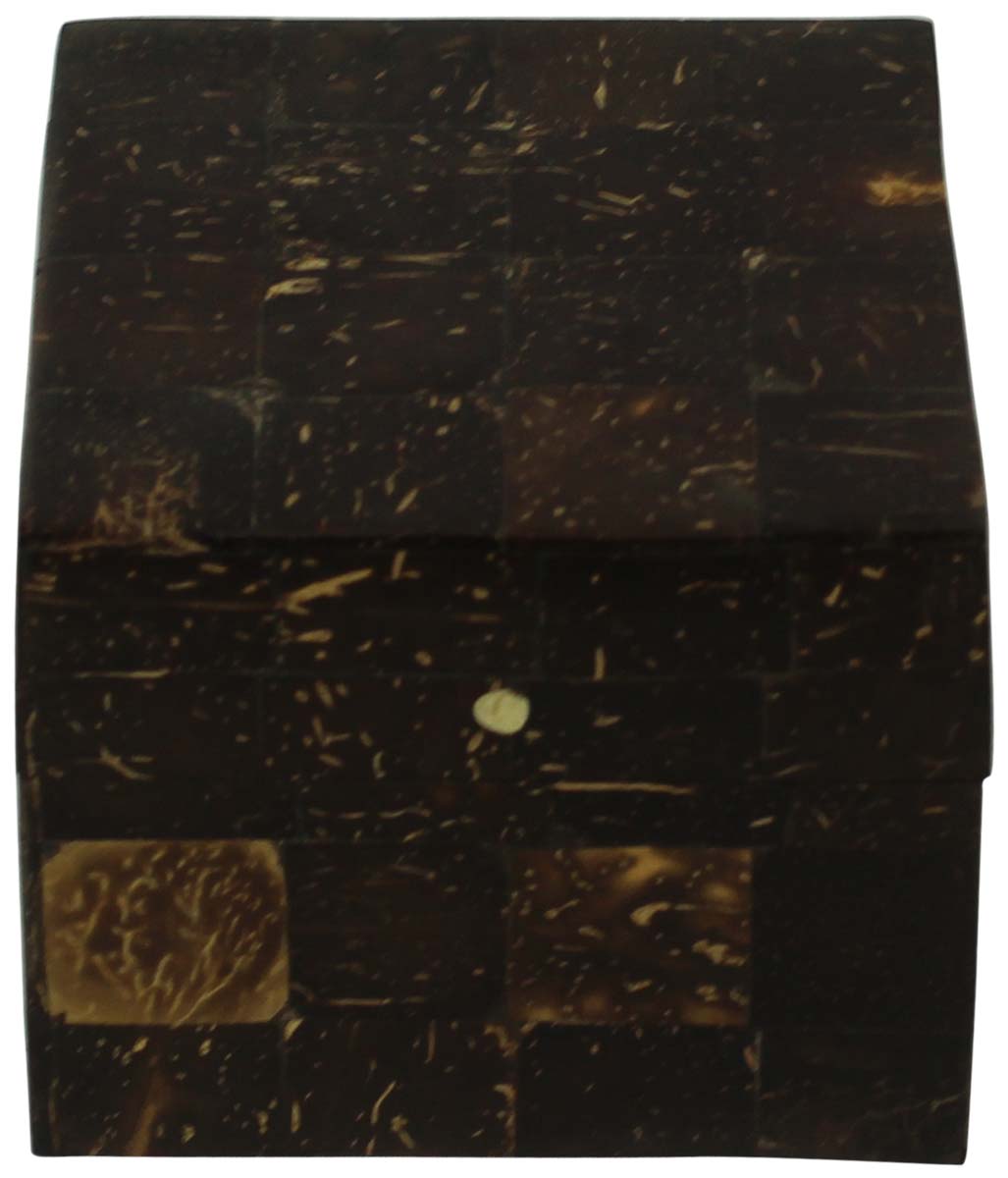 Source 3.8” Jewelry Box in Bulk - Wholesale Handmade Brown Jewelry Box/Trinket Box in Coconut Shell & MDF from India