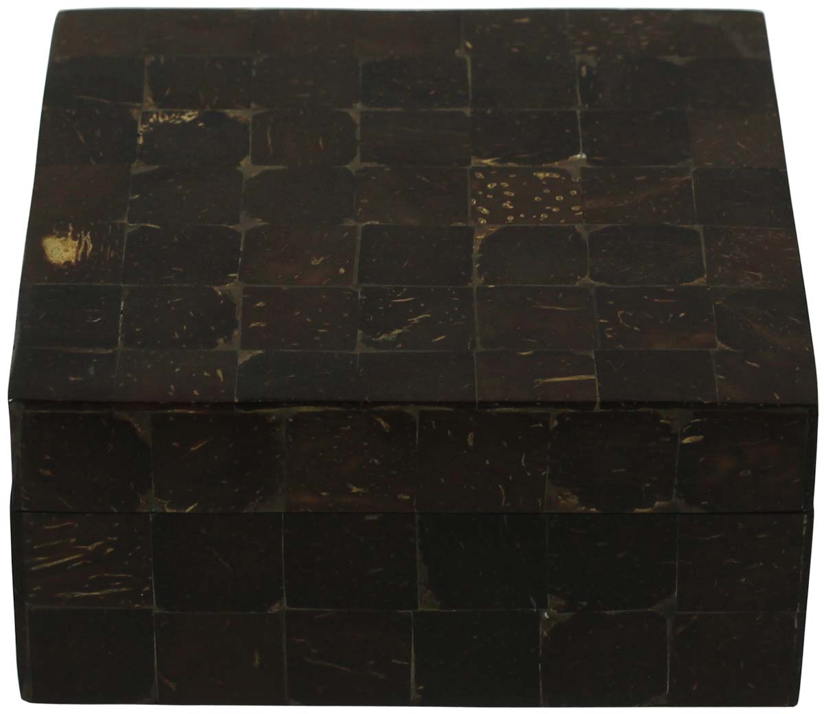 Square Shaped 4.5” MDF Jewelry Box in Bulk - Wholesale Brown Jewelry Box/Trinket Box in Coconut Shell & MDF from India