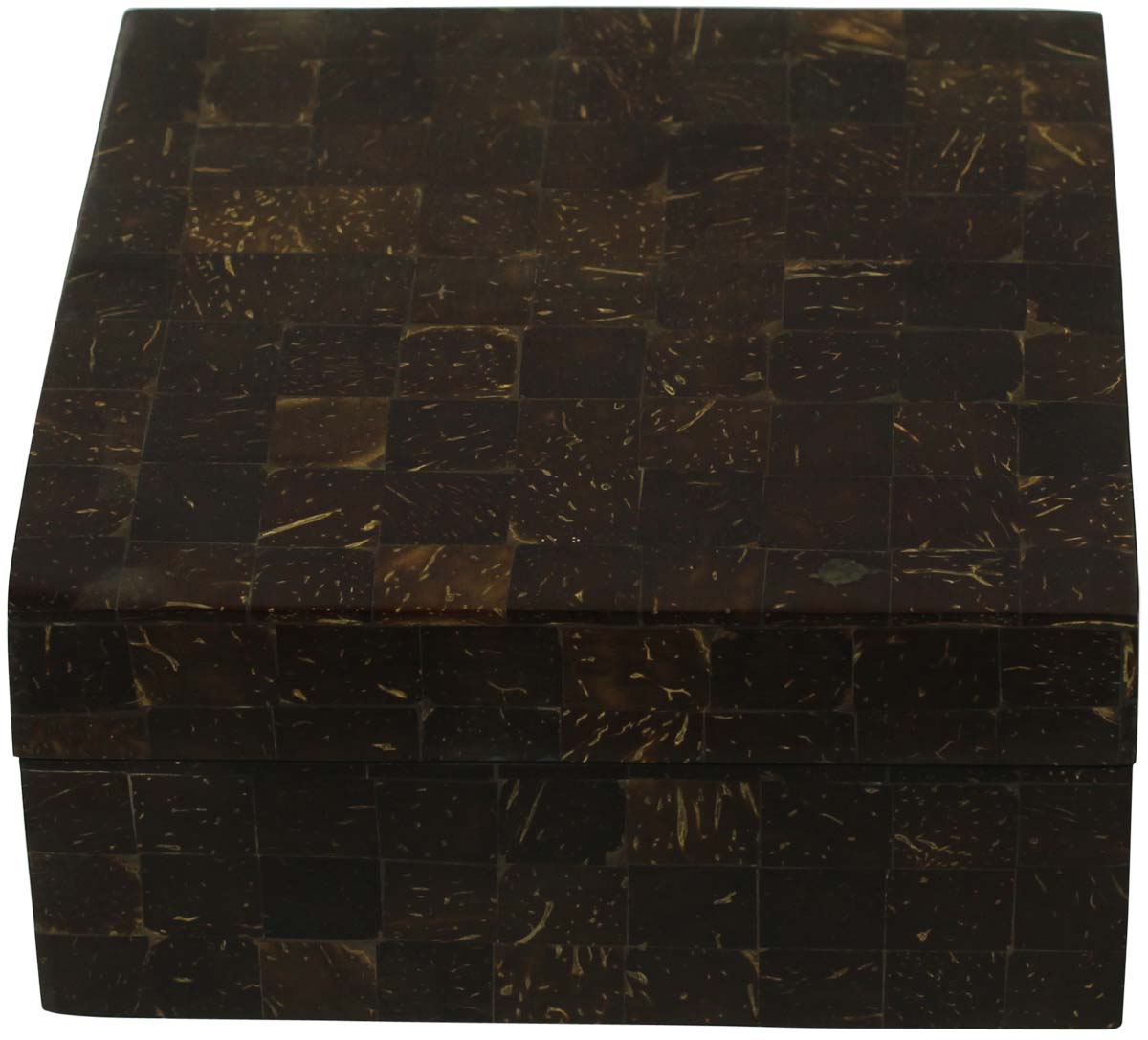 Bulk Buy Square-Shaped 6” MDF Jewelry Box - Wholesale Brown Jewelry Box/Trinket Box in Coconut Shell & MDF from India