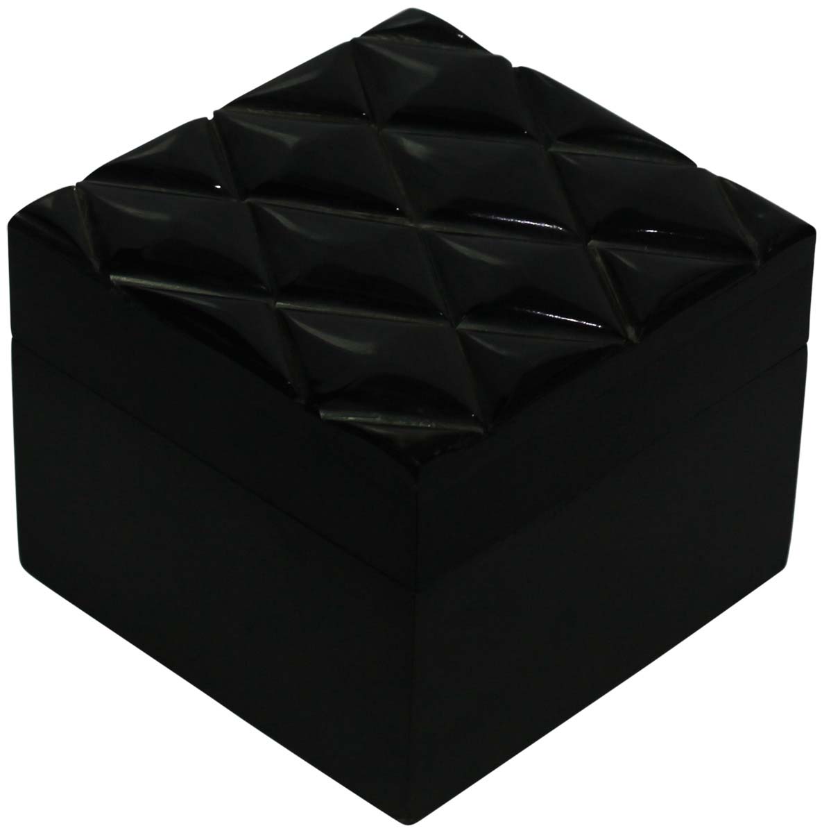 Bulk Buy Black Square3.8” MDF Jewelry Box - Wholesale Diamond Shaped Motifs Jewelry Box/Trinket Box in MDF & Bone from India