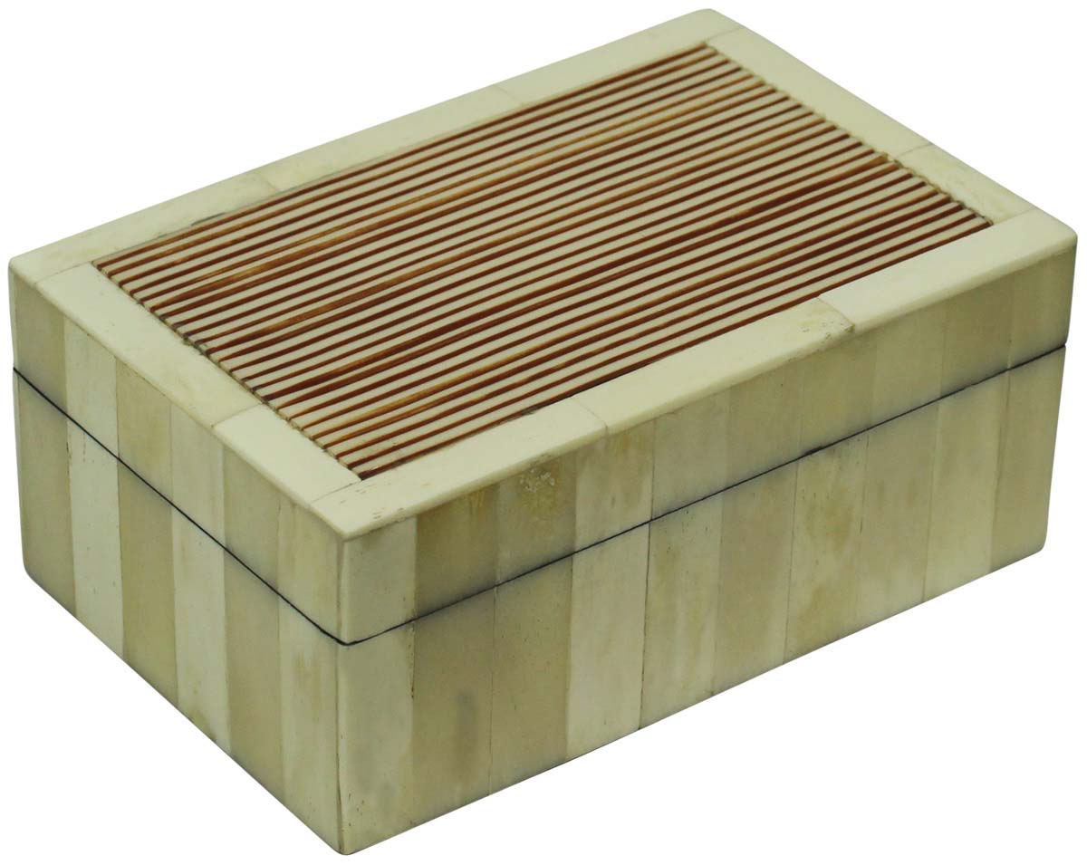 Source 6.5x4.5” Off-White Jewelry Box in Bulk - Wholesale Handmade Rectangular Jewelry Box/Trinket Box in MDF & Bone from India