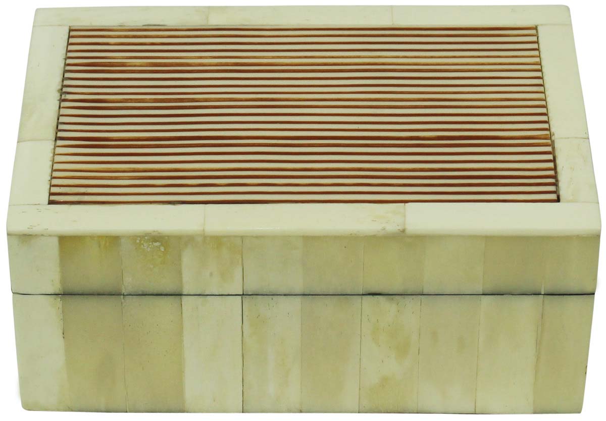 Source 6.5x4.5” Off-White Jewelry Box in Bulk - Wholesale Handmade Rectangular Jewelry Box/Trinket Box in MDF & Bone from India