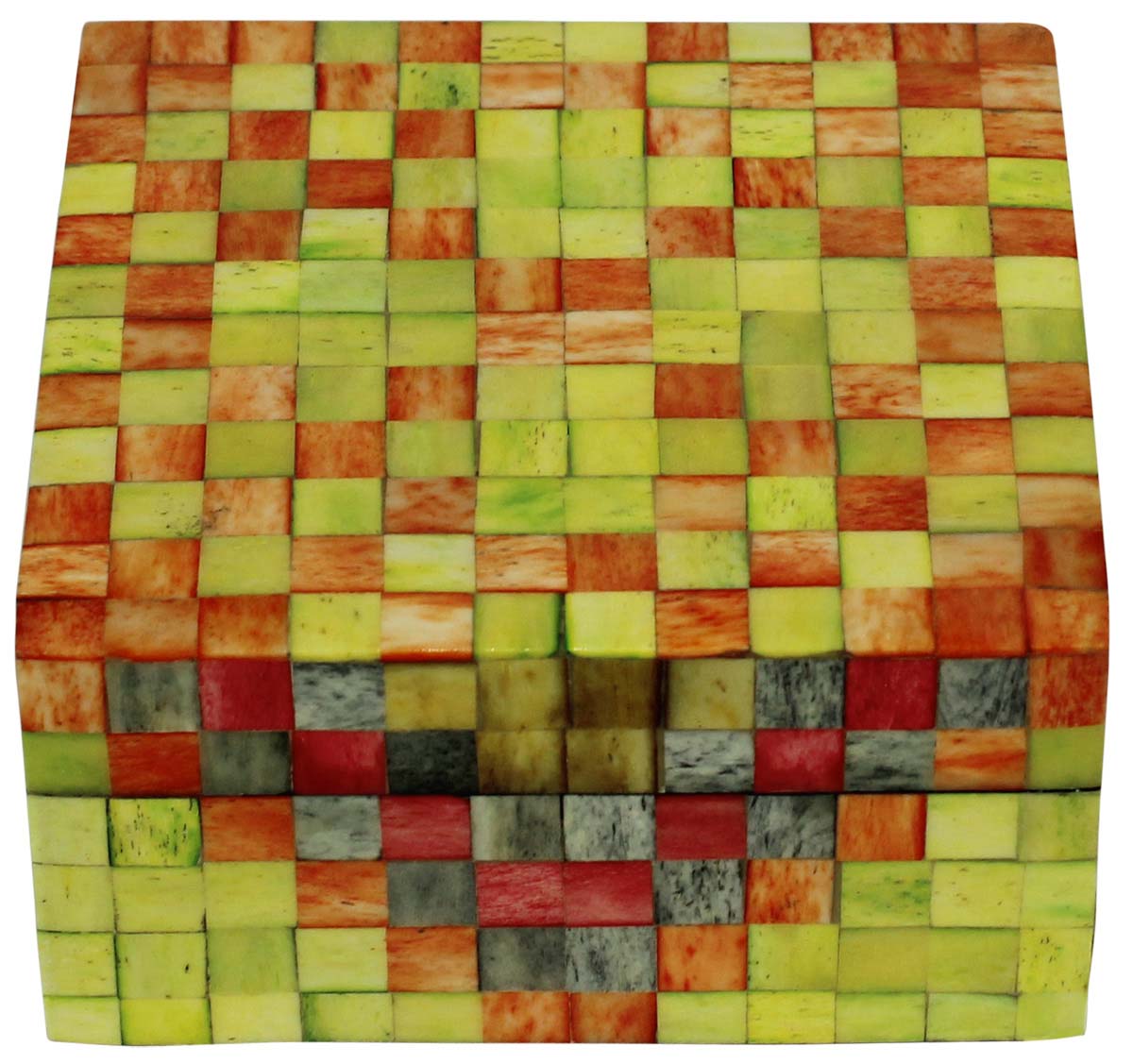 Bulk Buy Square4.7” MDF Jewelry Box - Wholesale Irregular Check Pattern Jewelry Box/Trinket Box in MDF & Bone from India