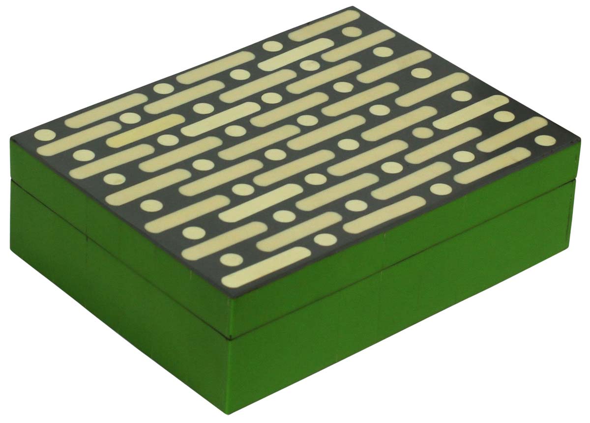 Wholesale 7.5x6” Rectangular Shaped Jewelry Box in Bulk - Source Handmade Green, Black & Off-White Jewelry Box/Trinket Box in MDF &Resin from India