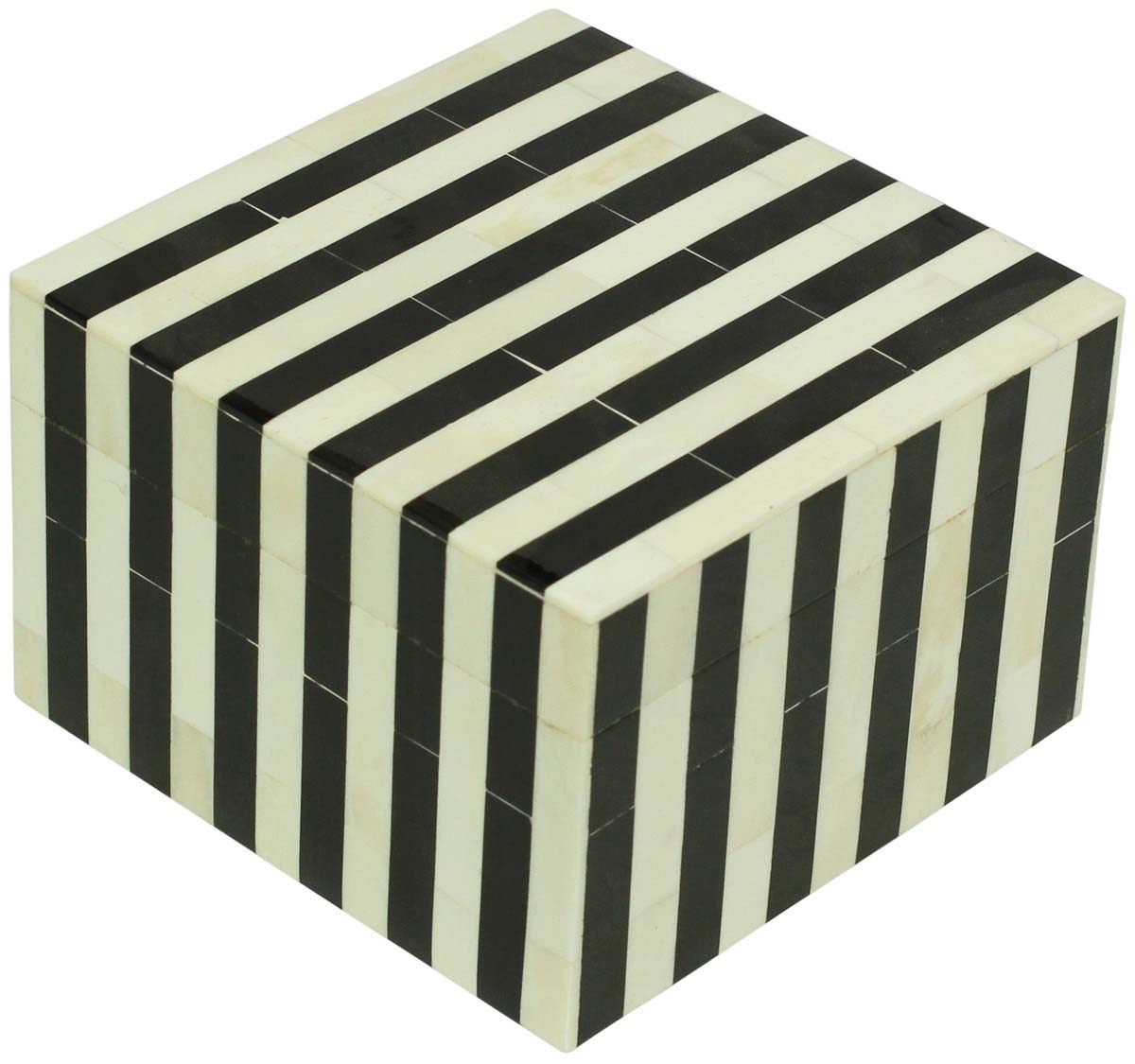 Wholesale 6” Square Shaped Jewelry Box in Bulk - Source Handmade Black & White Stripes Jewelry Box/Trinket Box in MDF & Resin from India