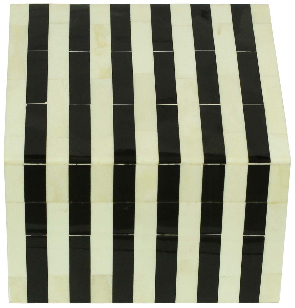 Wholesale 6” Square Shaped Jewelry Box in Bulk - Source Handmade Black & White Stripes Jewelry Box/Trinket Box in MDF & Resin from India