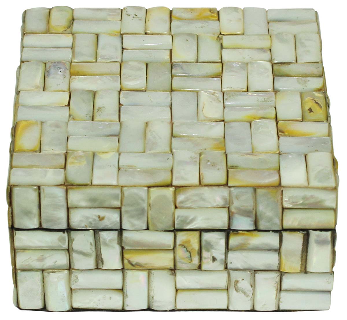 Bulk Buy Square5.5” Jewelry Box - Wholesale Double Basketweave Pattern Jewelry Box/Trinket Box in MDF &Mother of Pearl from India